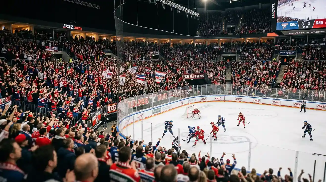 DEL Spielplan 2025/26 — Eishockey-Fans in einer voll besetzten DEL-Arena